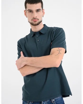 Tricou polo din bumbac cu monograma brodata discreta