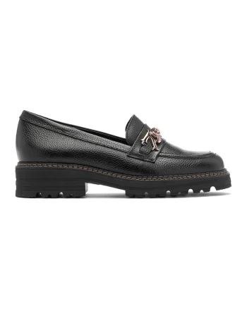 Pantofi loafer de piele cu logo, Negru