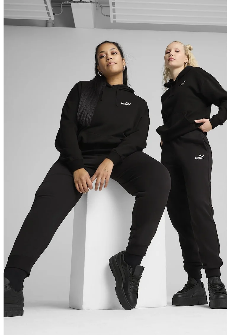Pantaloni de trening conici cu buzunare laterale, Negru
