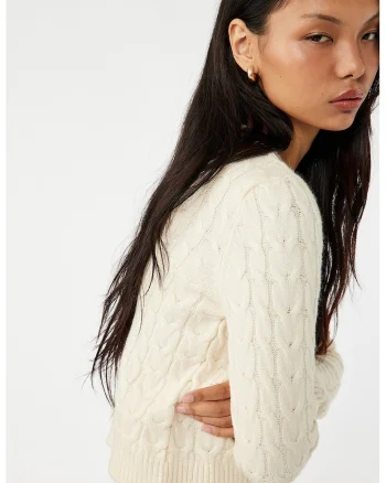 Cardigan crop cu nasturi, Bej deschis