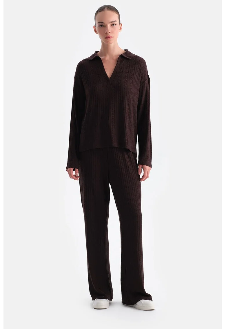 Pantaloni relaxed fit cu snururi de ajustare, Visiniu