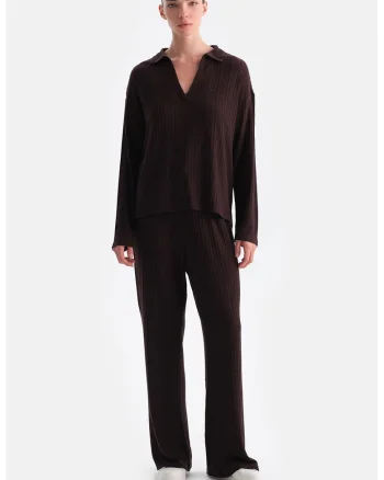 Pantaloni relaxed fit cu snururi de ajustare, Visiniu