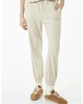 Pantaloni de trening conici cu snururi, Alb fildes