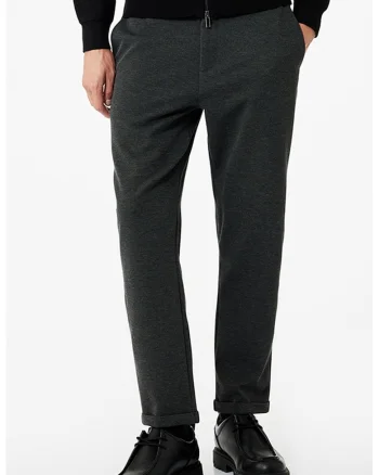 Pantaloni slim-fit cu talie cu snur, Gri antracit
