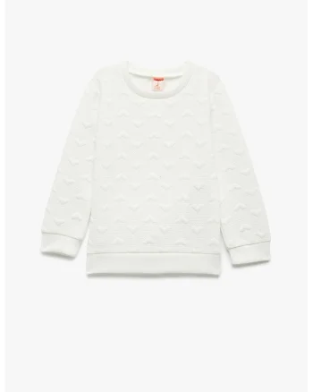 Bluza de trening cu model inima, Alb