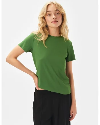 Tricou din bumbac cu maneci scurte, Verde feriga
