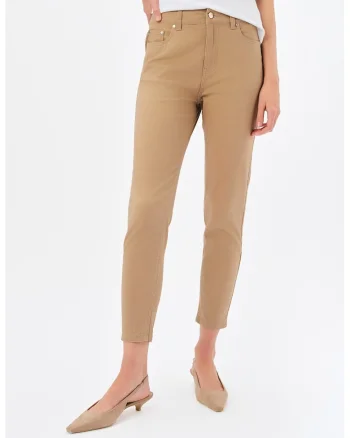 Pantaloni crop skinny, Maro nisip