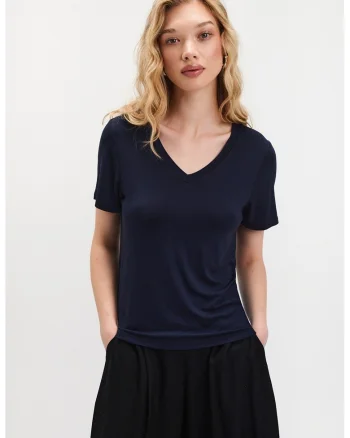 Tricou cu model geometric, Bleumarin
