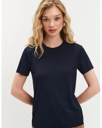 Tricou lejer cu decolteu la baza gatului, Albastru ultramarin