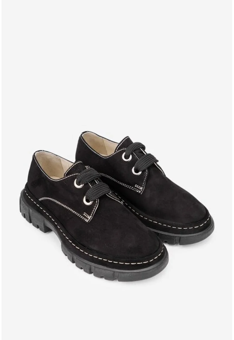Pantofi dama din piele intoarsa negri, Negru