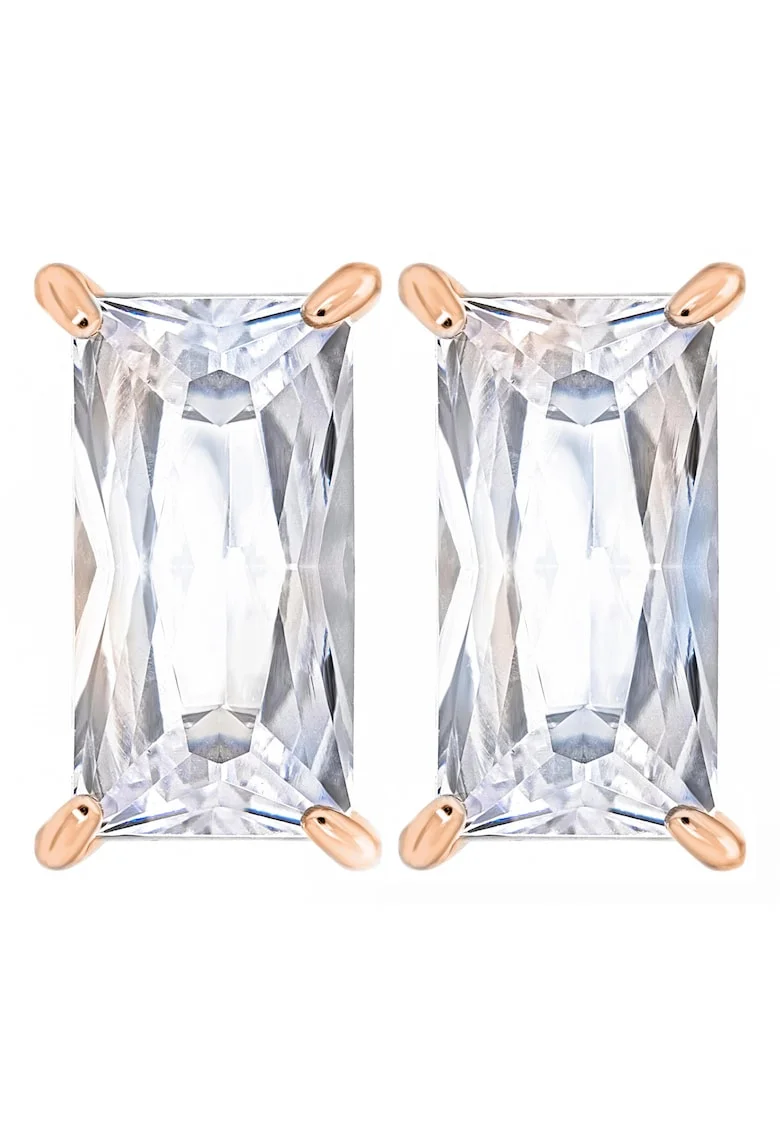 Cercei din otel inoxidabil hipoalergenic cu piatra zirconia, placati cu aur 14k Crystal Glam