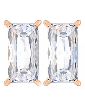 Cercei din otel inoxidabil hipoalergenic cu piatra zirconia, placati cu aur 14k Crystal Glam