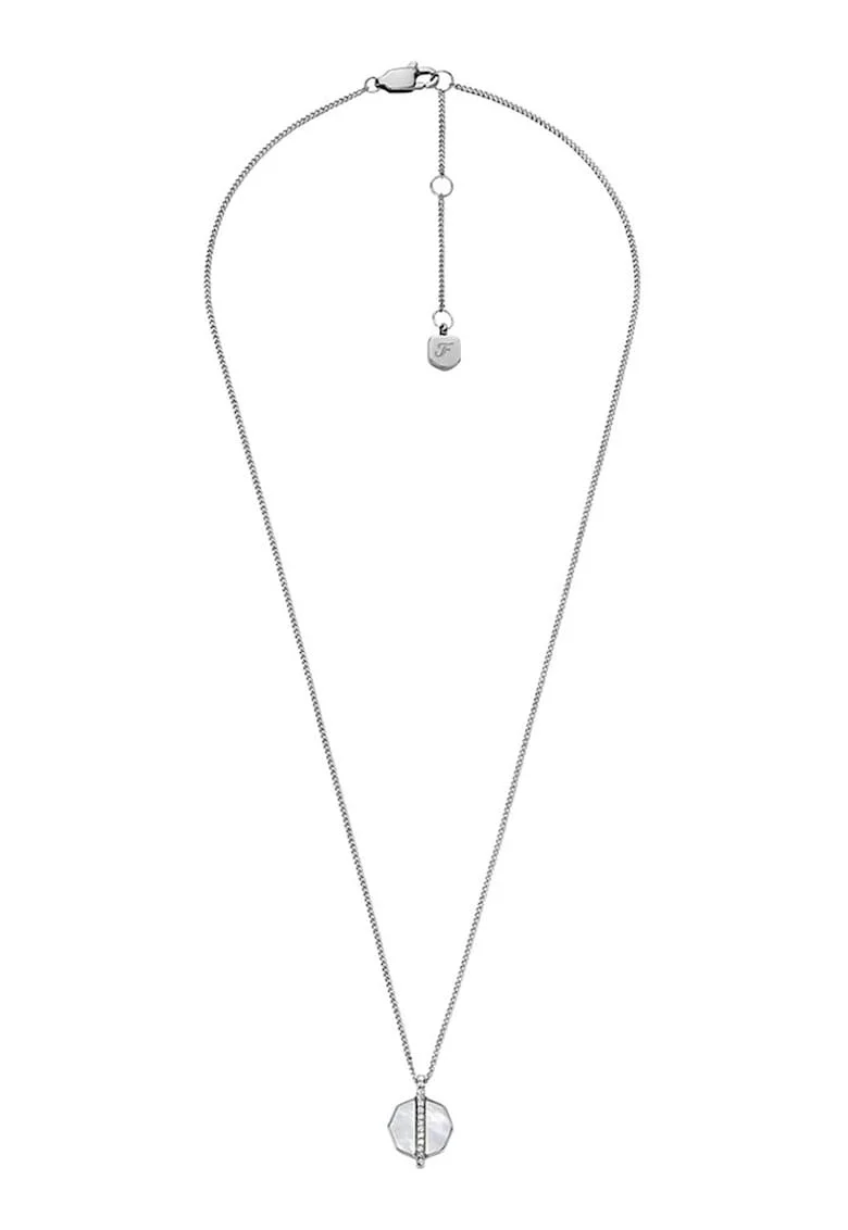 Colier din otel inoxidabil cu Mother of Pearl si zirconia, Argintiu