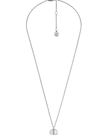 Colier din otel inoxidabil cu Mother of Pearl si zirconia, Argintiu