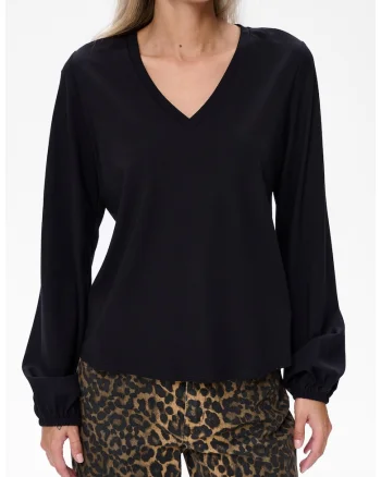 Bluza lejera uni, cu decolteu in V Lychee