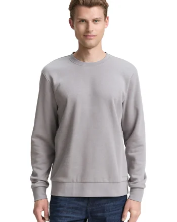 Bluza de trening cu decolteu la baza gatului si model uni, Gri