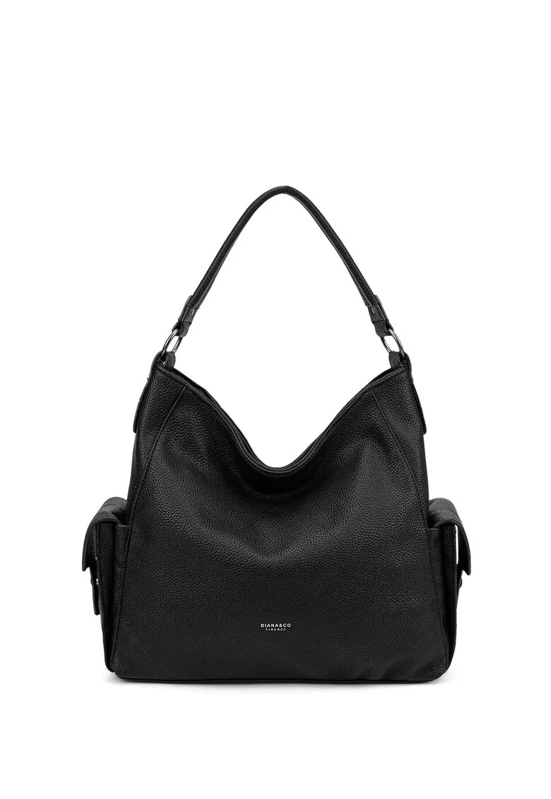 Geanta hobo din piele ecologica Eloria Ultra, Negru