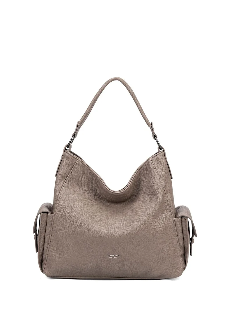 Geanta hobo din piele ecologica Eloria Ultra, Maro taupe