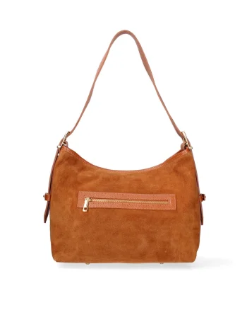 Geanta de piele intoarsa cu bareta de umar Araminta Pro, Maro scortisoara