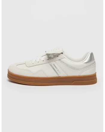 Pantofi sport din piele cu clapa The Greenwich, Alb/Argintiu