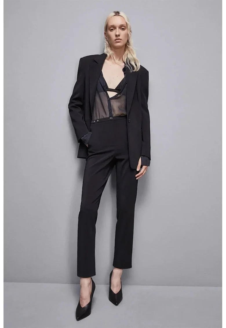 Pantaloni creion cu buzunare laterale, Negru