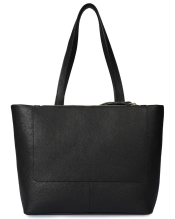Geanta shopper din piele cu model uni
