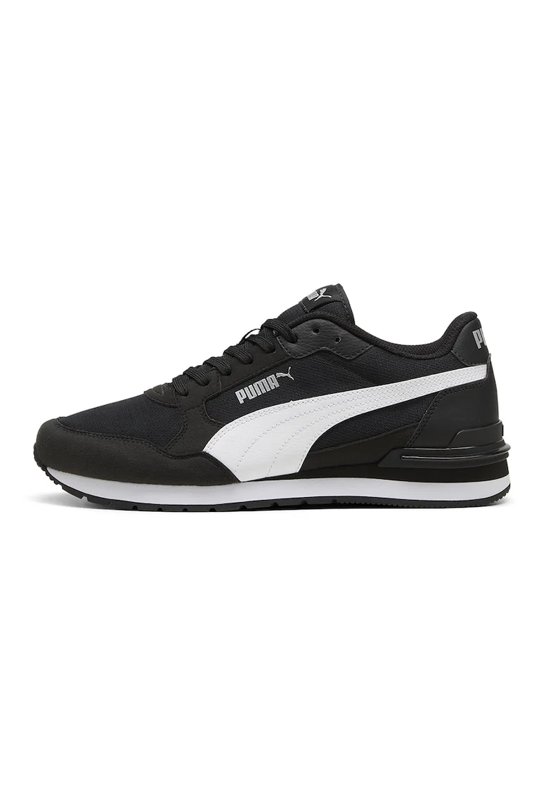 Pantofi sport ST Runner v4 de plasa cu garnituri de piele ecologica, Alb/Negru