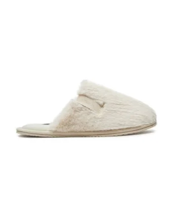 Papuci dama,  bej, textil,