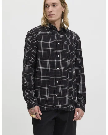 Camasa regular fit cu model in carouri, Alb/Negru