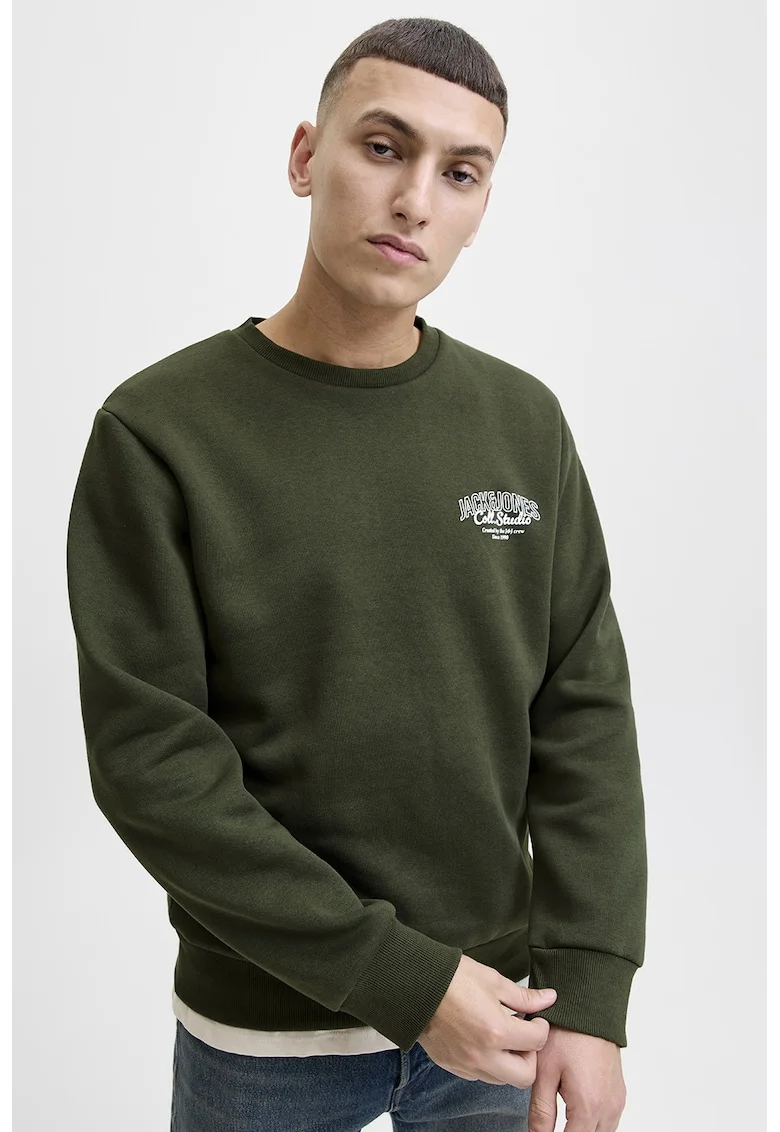 Bluza de trening regular-fit cu decolteu la baza gatului Makoto, Verde inchis