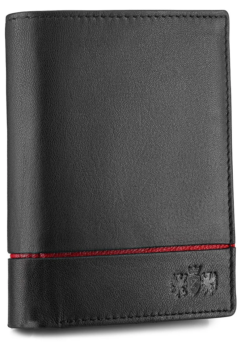 Portofel barbati, ®, ZG-N4-F5, Fabriano, Piele naturala, 12.5x9x3 cm, Negru