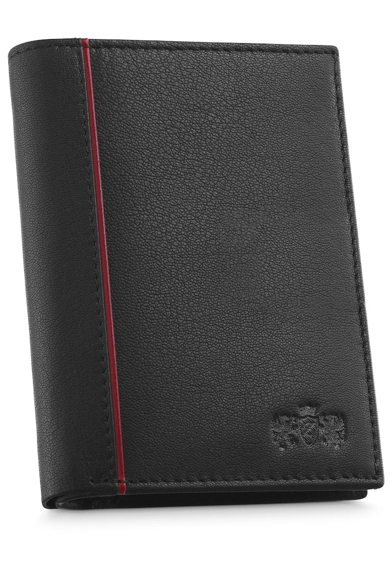 Portofel barbati, ®, ZG-N4-F16, Fabriano, Piele naturala, 9.3x12.7x3 cm, Negru