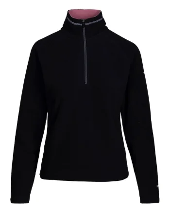 Bluza de trening din fleece cu fenta cu fermoar scurt Skylar, Negru/Roz deschis