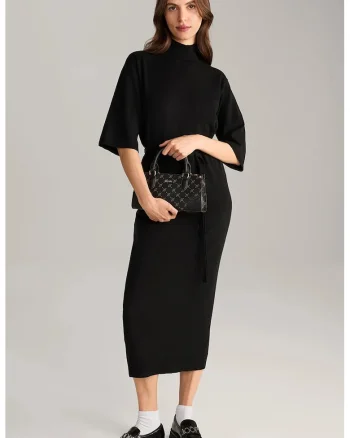 Rochie cu guler inalt, Negru