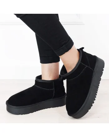 Ghete negre din piele naturala NN604 116 18309, Negru