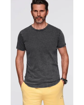 Tricou cu efect decolorat  OM-TSWT-0116, Negru
