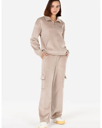 Pantaloni cargo cu snur in talie, Maro deschis
