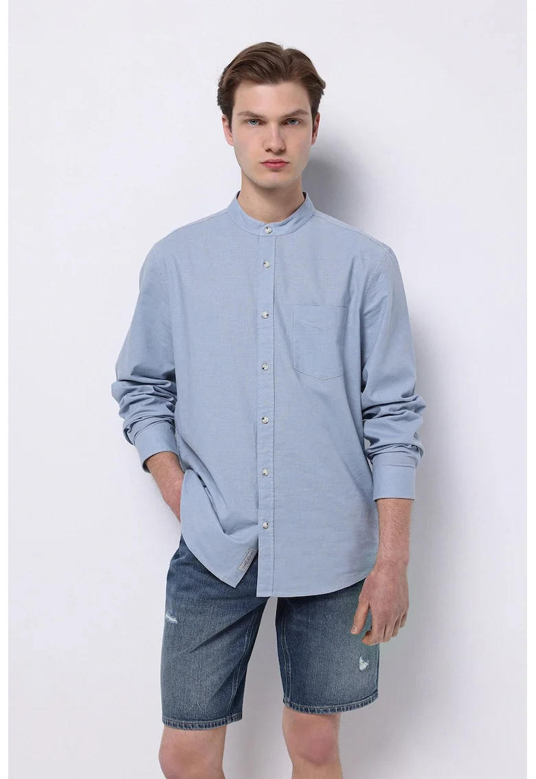 Camasa relaxed-fit din bumbac si in, Albastru pastel