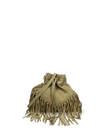 Geanta bucket din piele intoarsa Umbria Plus, Verde inchis