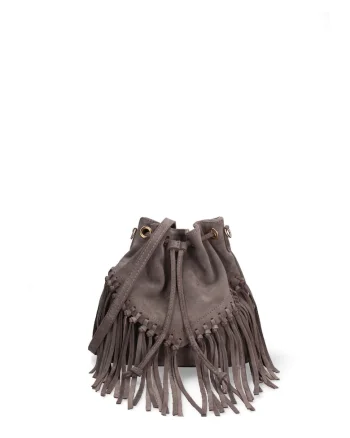 Geanta bucket din piele intoarsa Umbria Plus, Gri