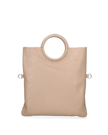 Geanta din piele cu maner Valora Chic, Maro taupe