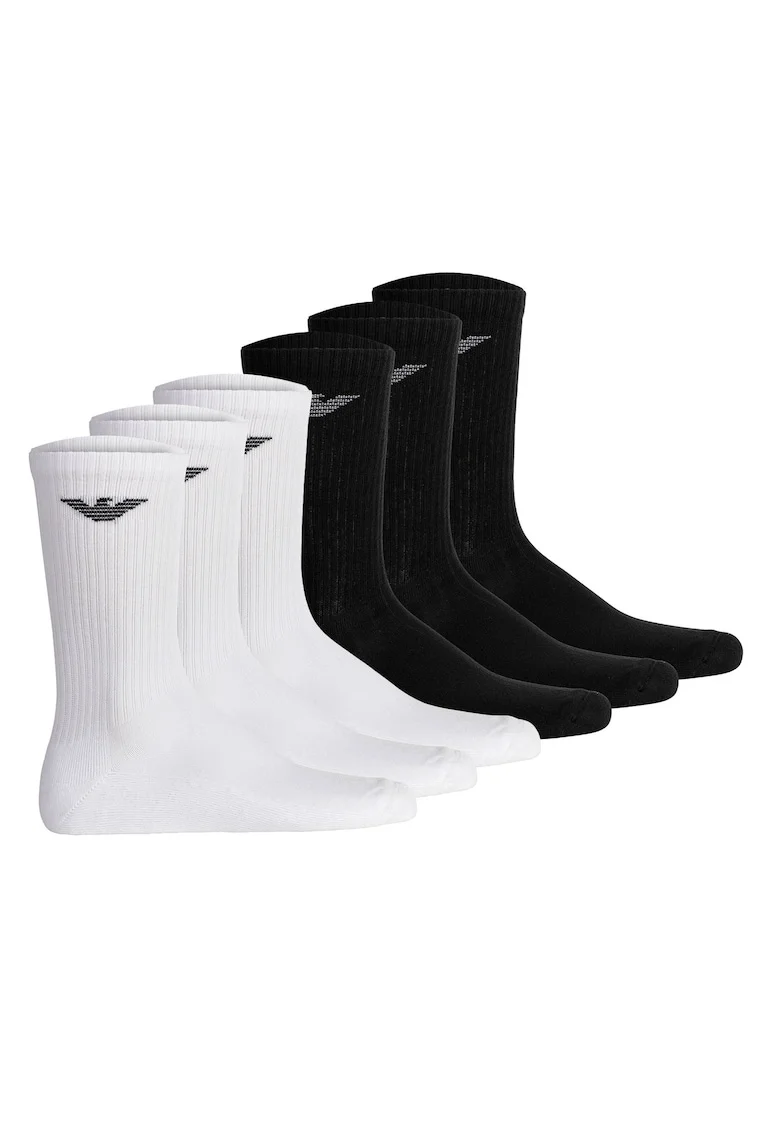 . Set de sosete lungi Sporty - 6 perechi, Alb/Negru