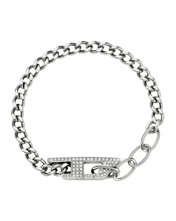 Bratara unisex cu inchidere cu logo, Argintiu