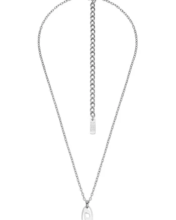 Colier unisex cu pandantiv logo, Argintiu