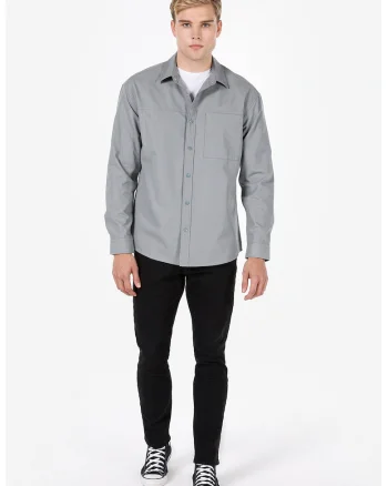 Camasa regular fit cu capse, Gri deschis