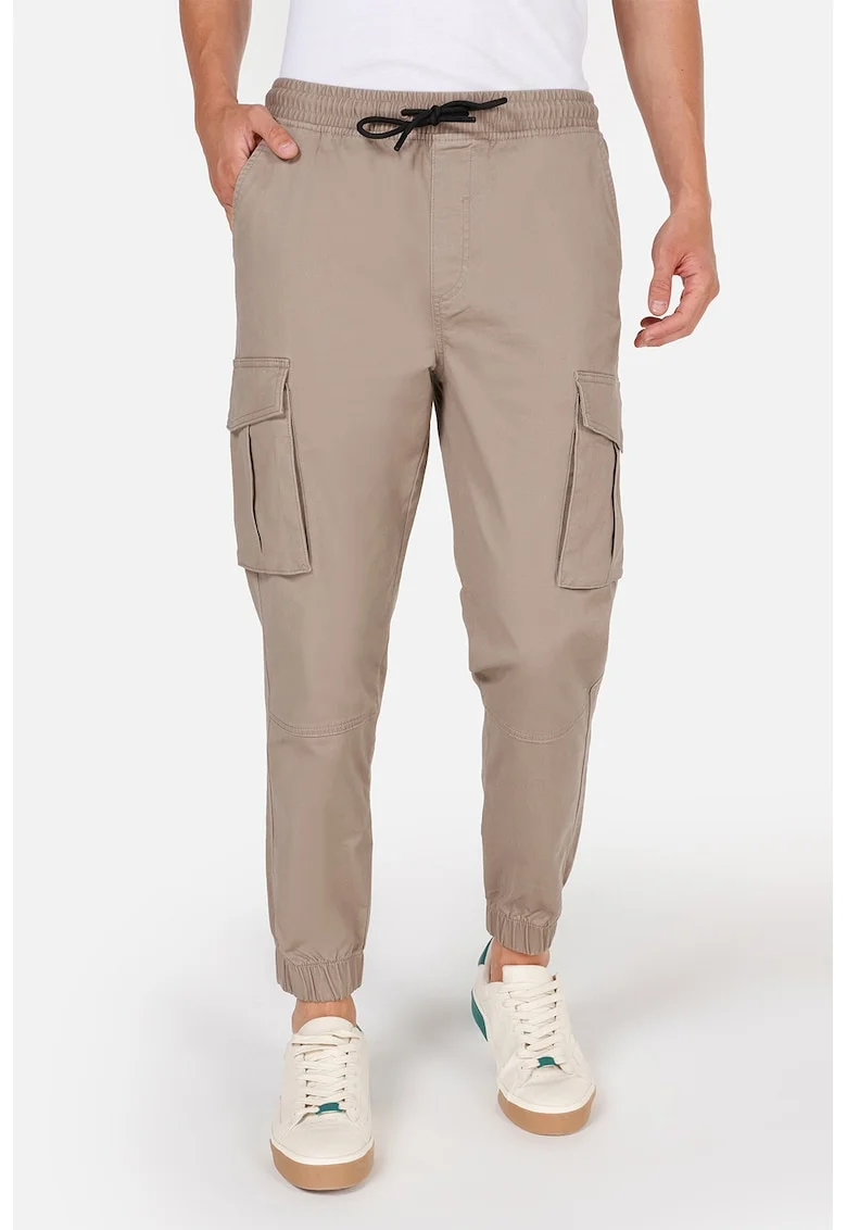 Pantaloni cargo cu snur, Bej
