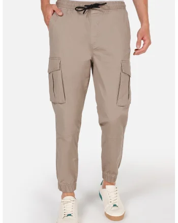 Pantaloni cargo cu snur, Bej