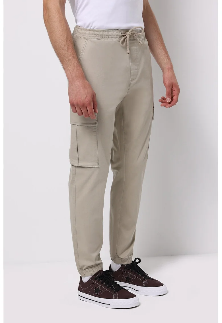 Pantaloni cargo cu snur in talie, Bej