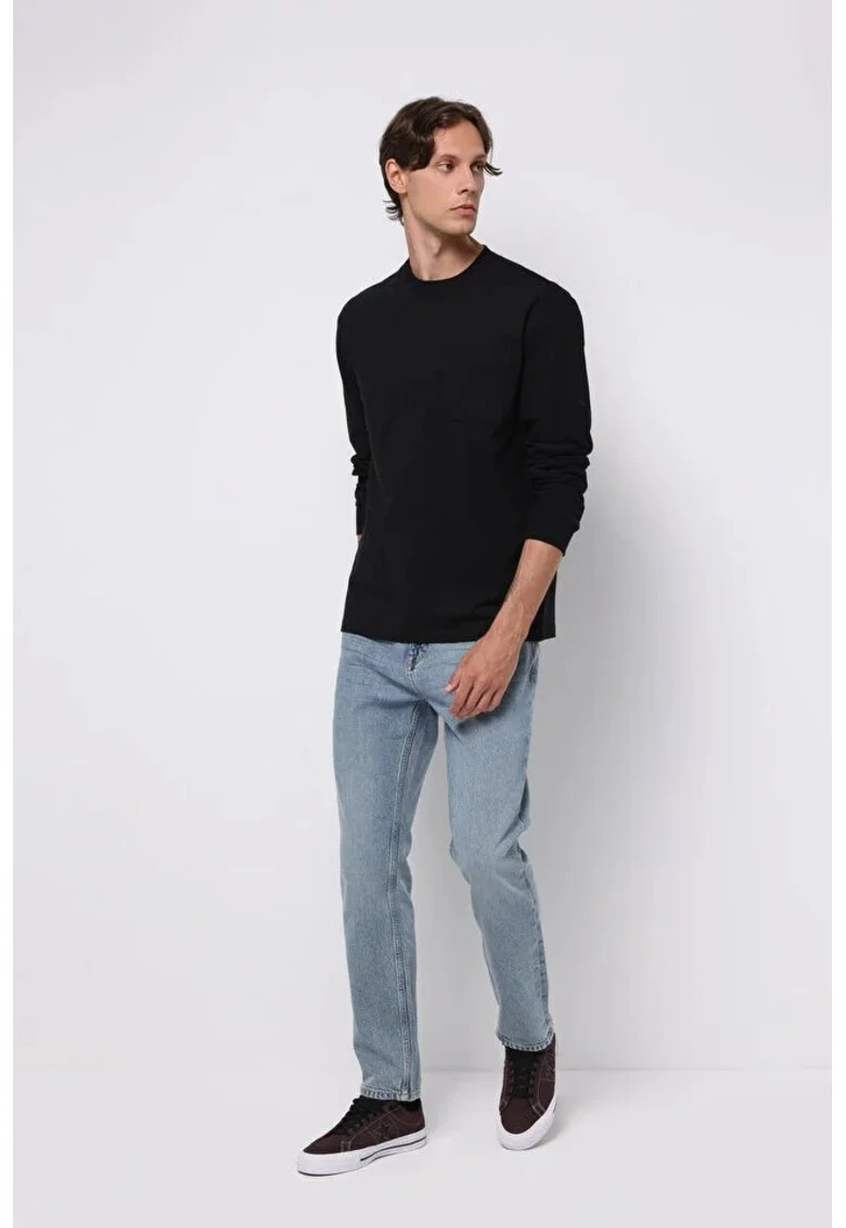 Blui regular fit cu talie medie, Negru