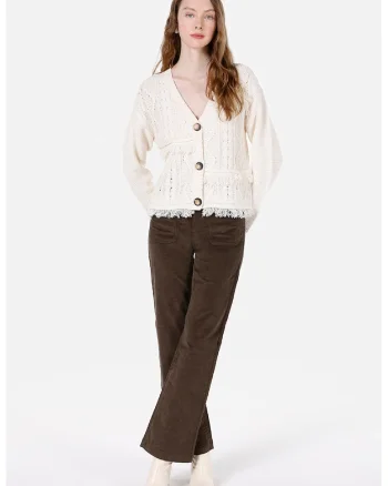Cardigan tricotat cu nasturi, Crem